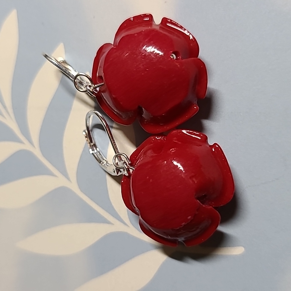 Earrings - Red Roses - Picture 4 of 4